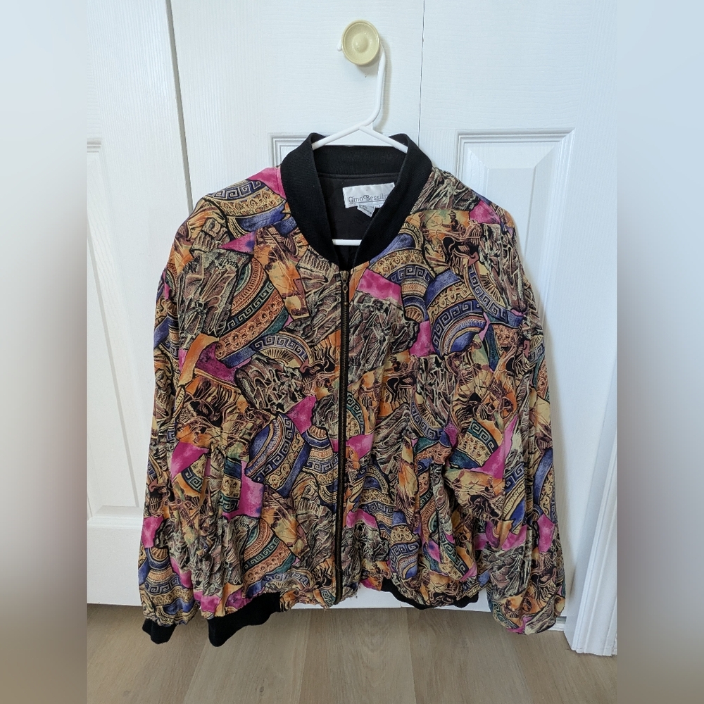 Vintage Silk Multicolor Women's Bomber Jacket